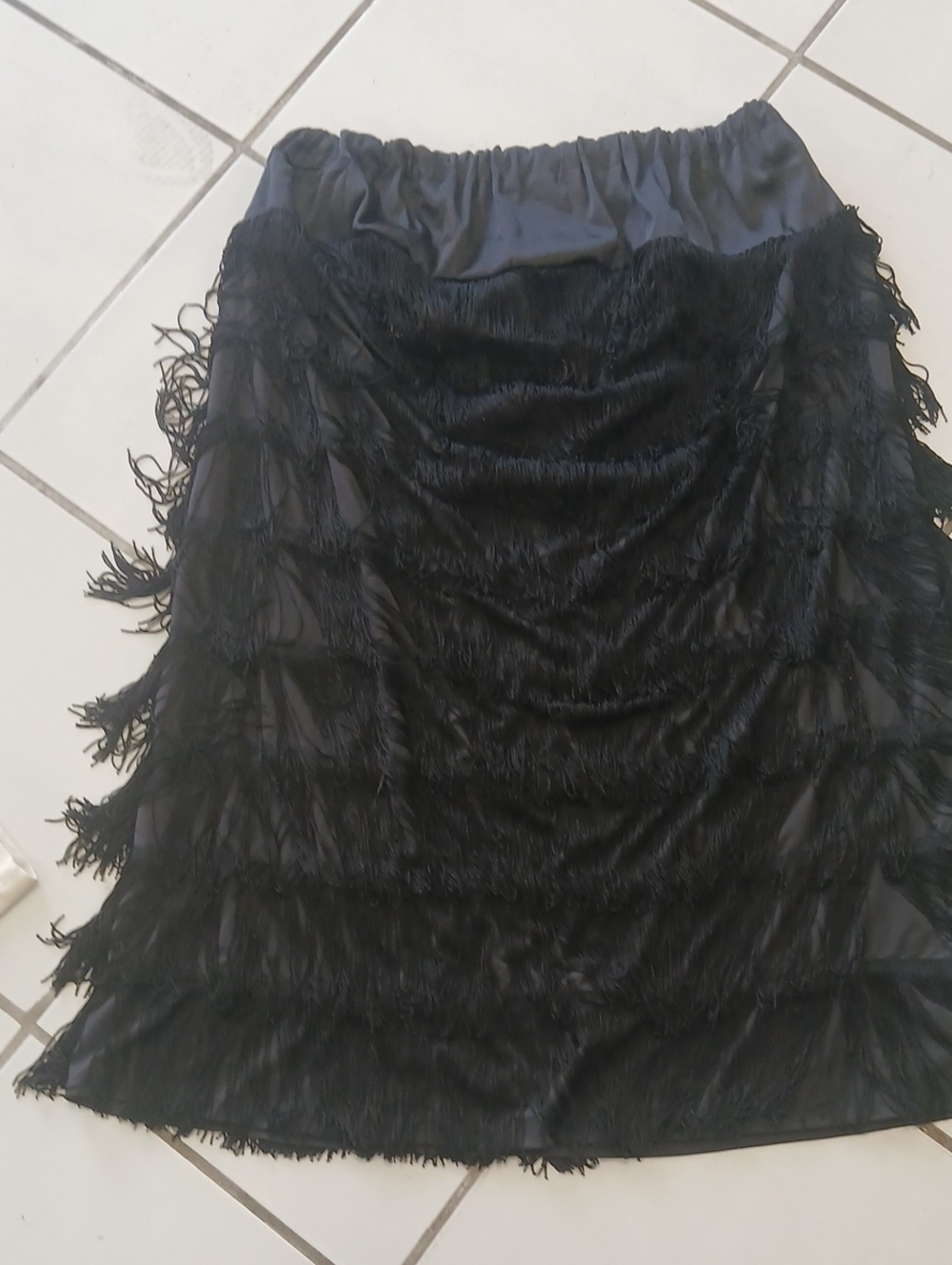 INC International Concepts Black Fringe Midi Skirt